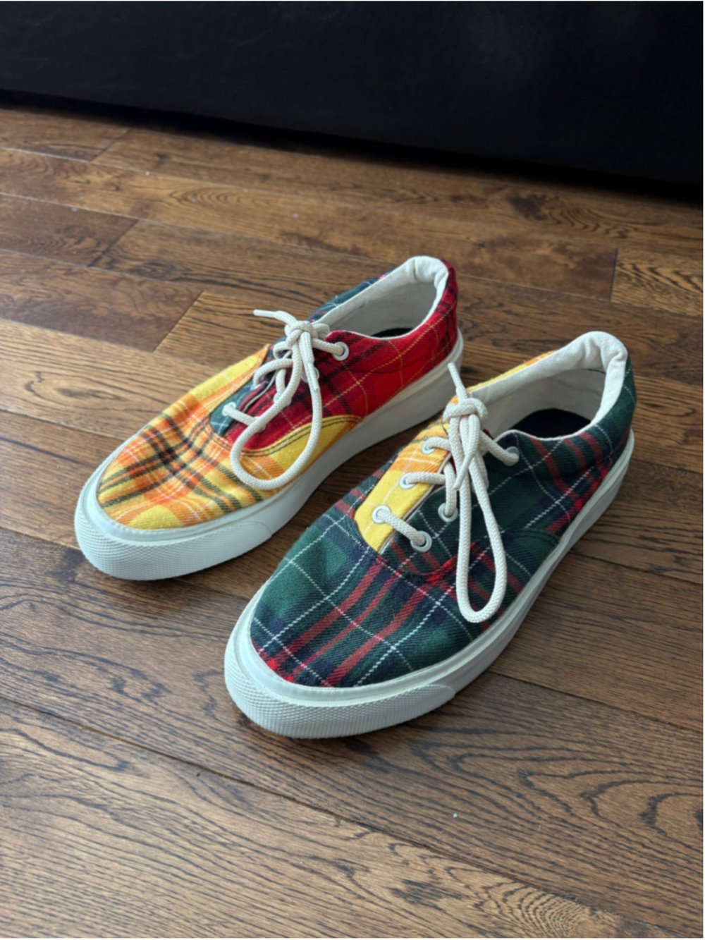 Converse Plaid Sneakers, Multi-color Red Green Yellow Unisex M 5/ W 6.5